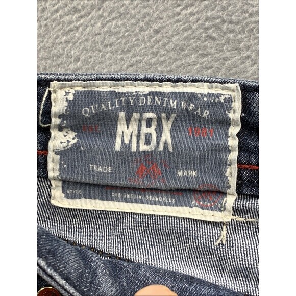 MBX Denim Jeans Men's Size 36X30 Slim Stretch Blue Distressed Dadcore Well Loved - Picture 2 of 16